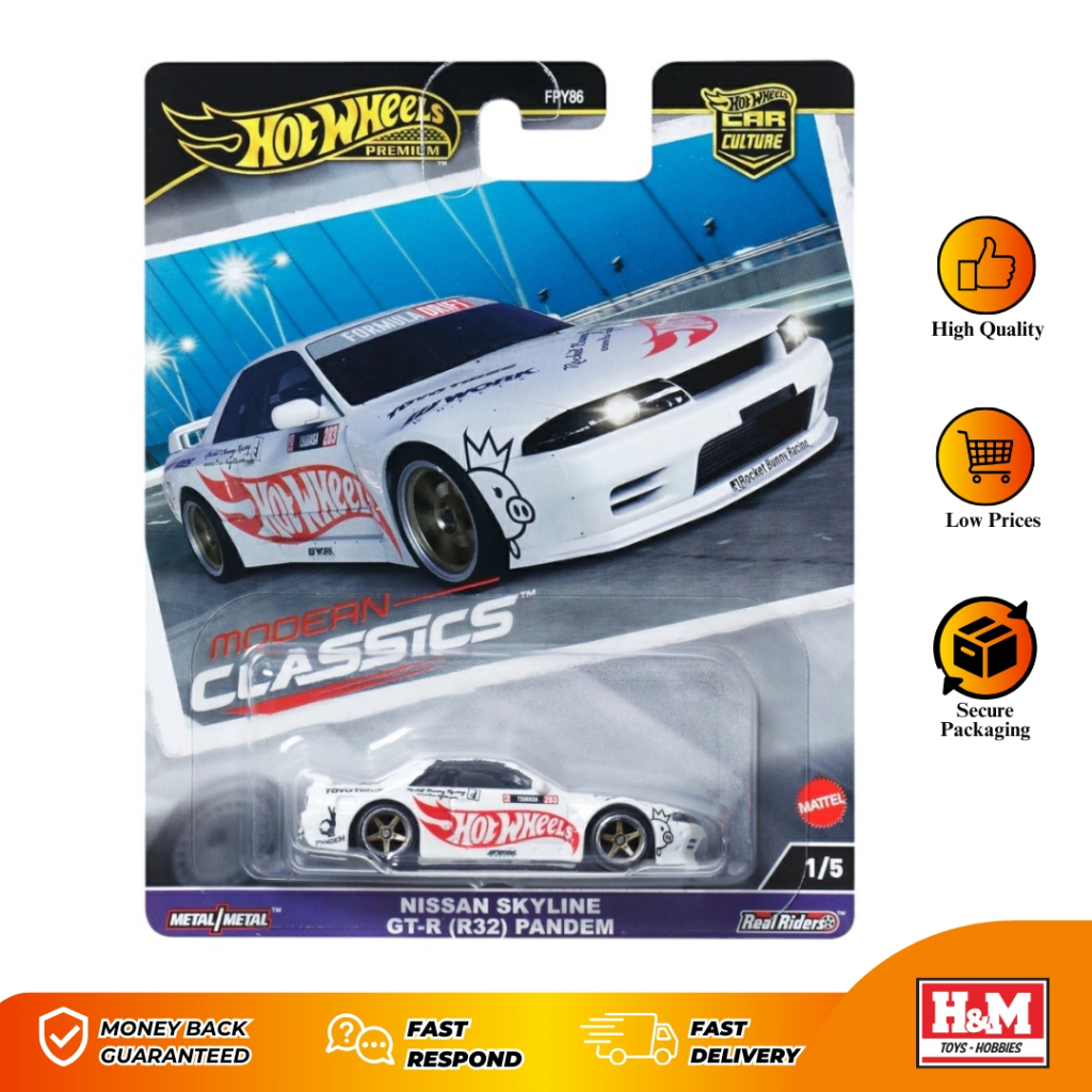 Hot Wheels Premium Modern Classics Nissan Skyline GTR R32 Pandem - Putih