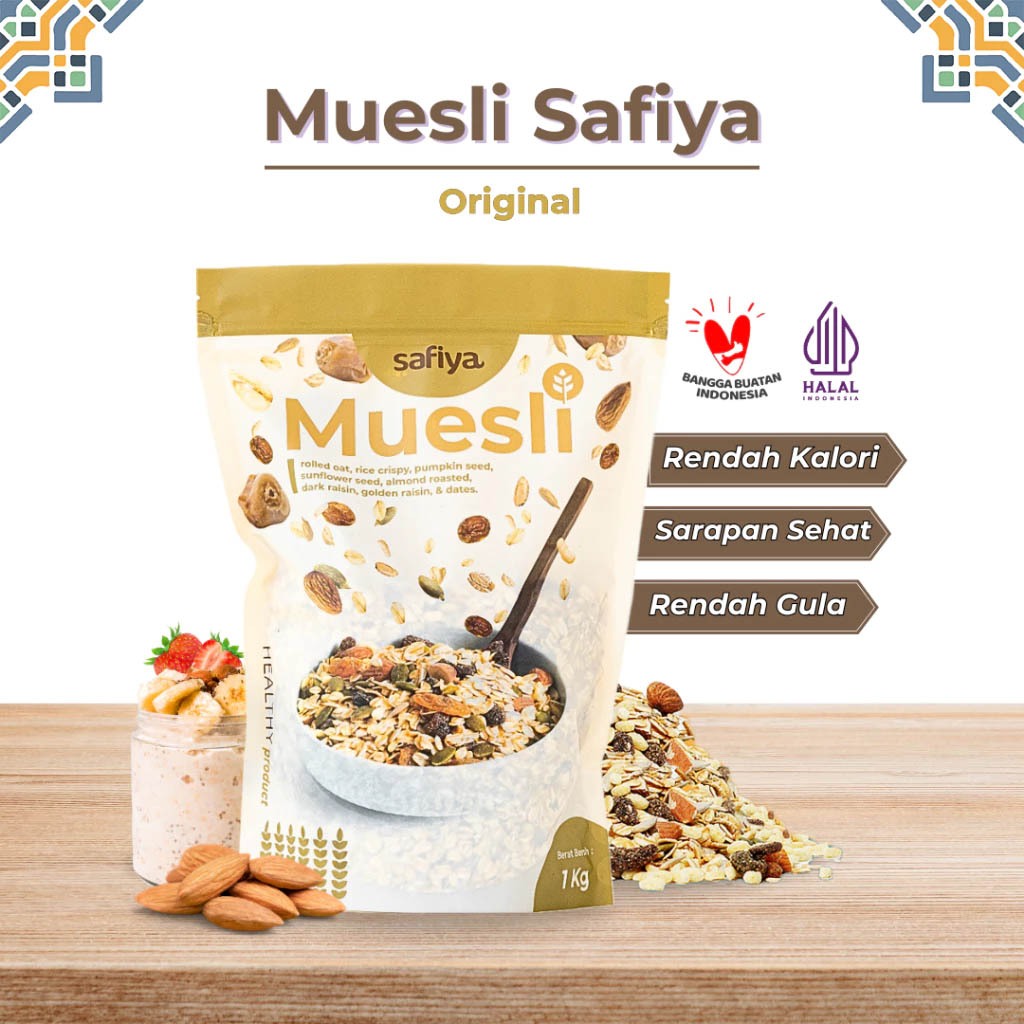 

Multigrain Safiya Muesli Fruit and Seed Original 1KG Sereal Diet Sehat