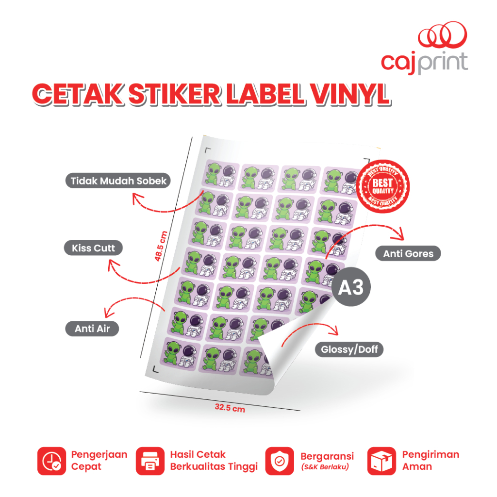 

( GROSIR ) Cetak Stiker Label Makanan Vinyl A3+ Cutting Kiss Cut Print Sticker Botol Minuman Logo Kemasan Toples Kue