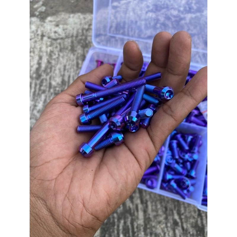 baut titanium mesin ninja bak kanan kiri ninja asli titanium warna bluepurple Motorcycle