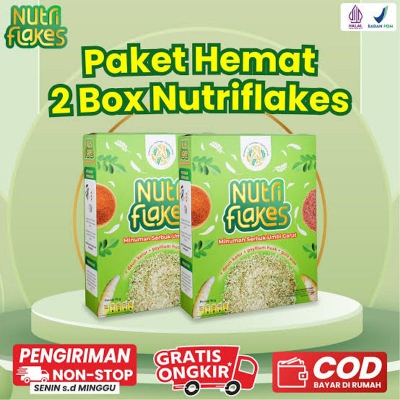 

Paket 2 box Nutriflakes - Sereal Umbi Garut Ampuh Atasi Asam Lambung, Maag dan Gerd