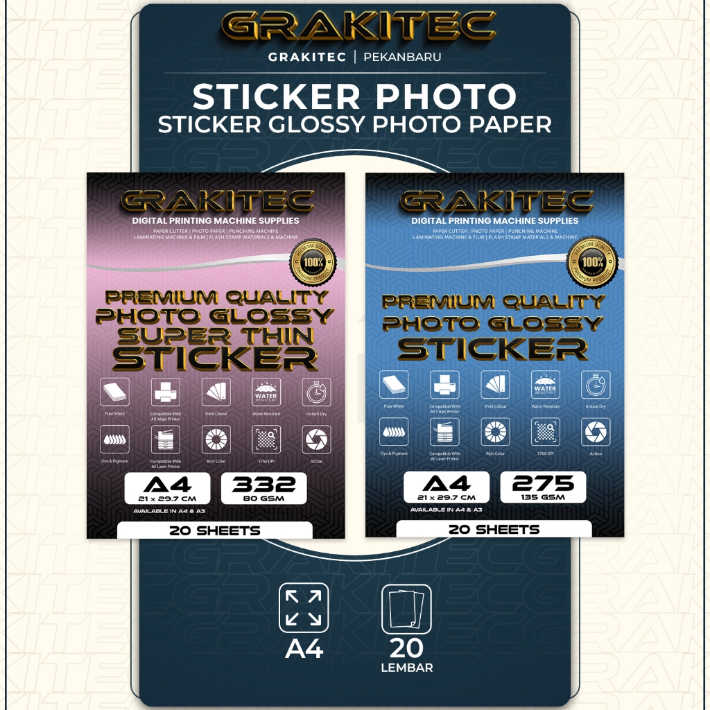 

Sticker Glossy Photo Paper F4 A4 - Glossy Photo Sticker Paper Isi 20 Lembar ( Kertas Foto Sticker Glossy Premium ) 135 GSM