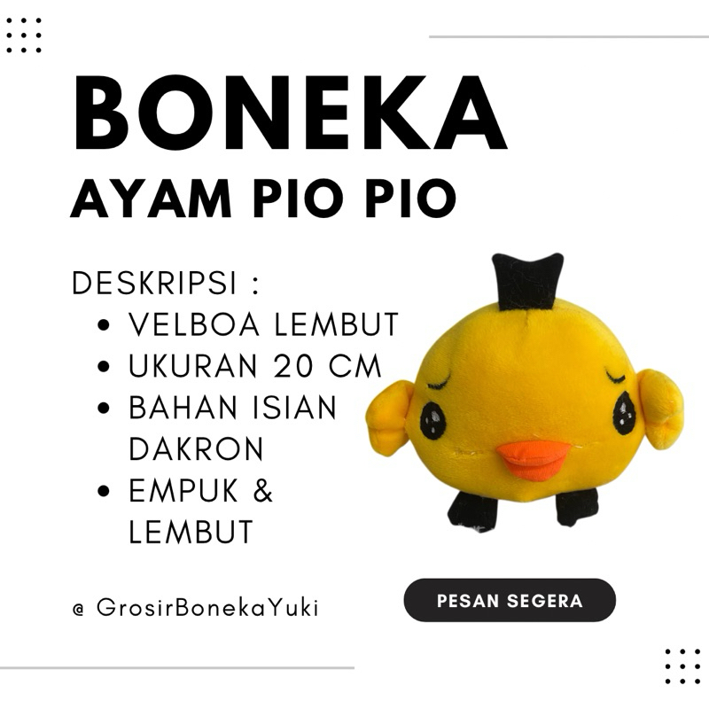 Boneka Ayam / Boneka Ayam Piopio / Boneka Murah / Boneka Anak / Boneka Binatang