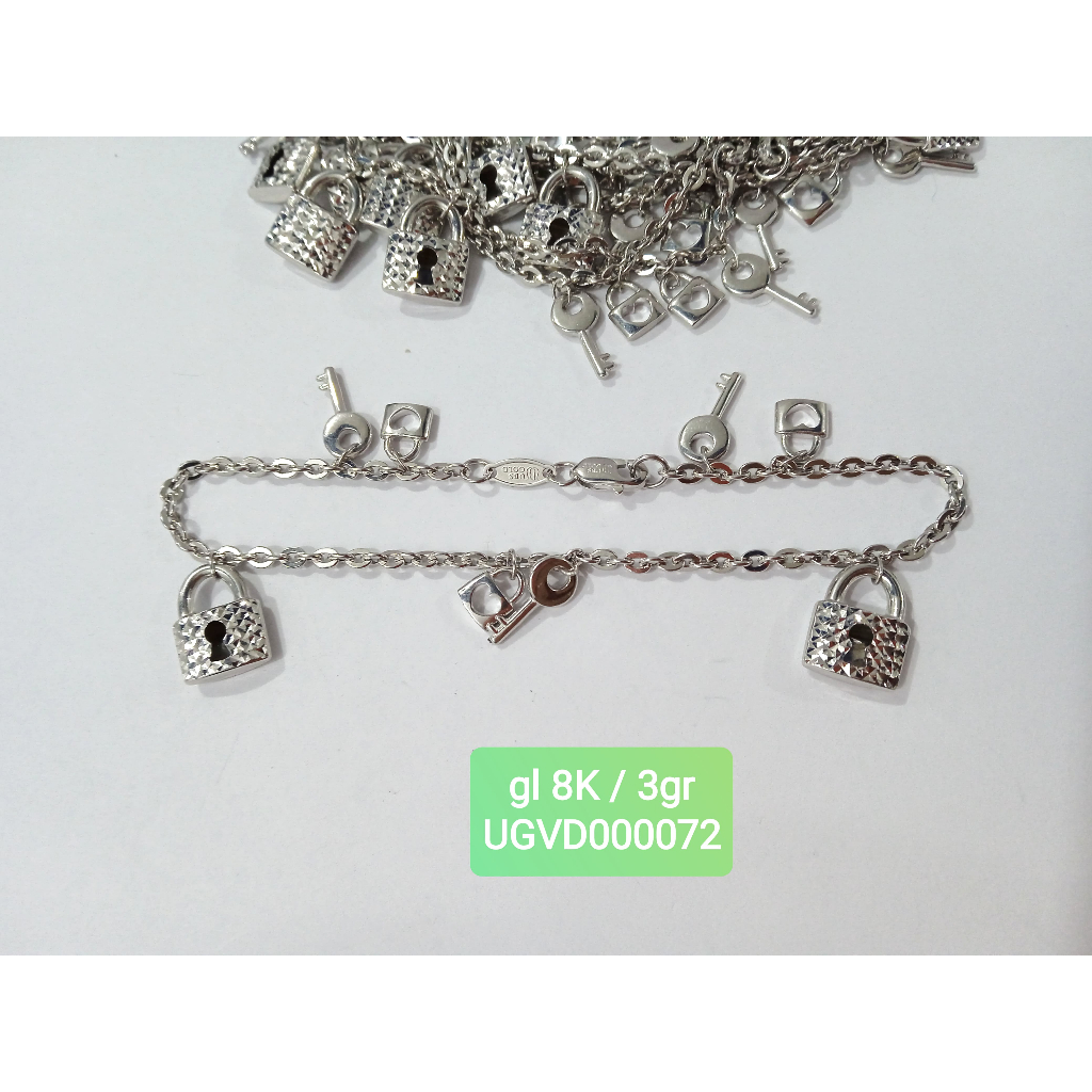 0072 GELANG RANTAI HOLLO VARIASI KUNCI & GEMBOK WHITE KADAR 375 8K