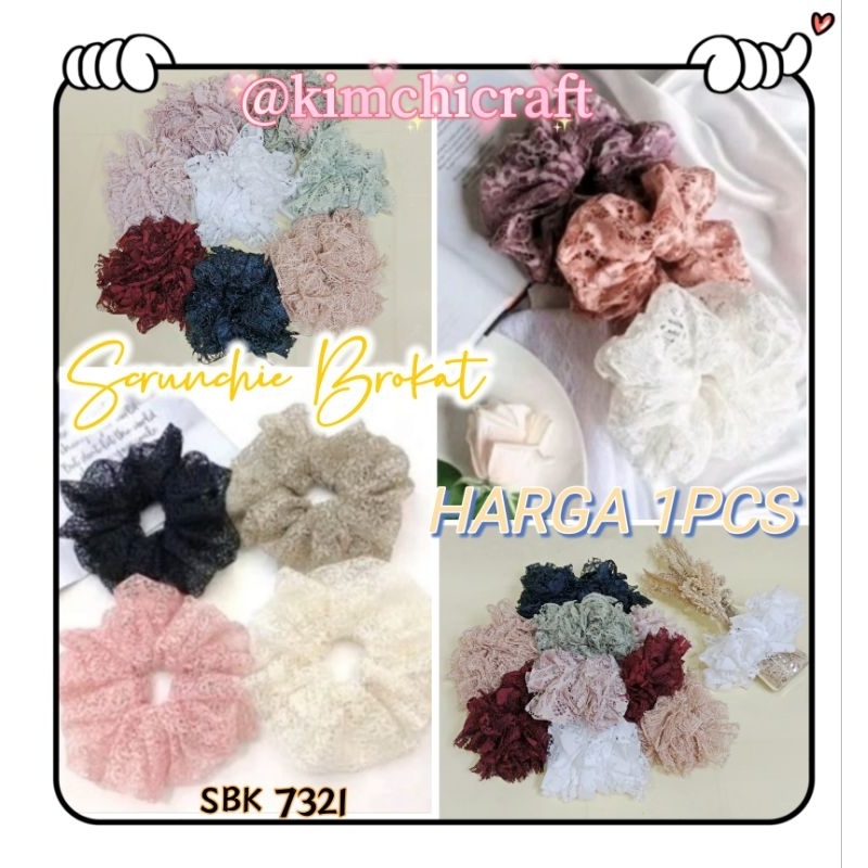 IKAT RAMBUT HIJAB / SCRUNCHIE BROKAT / KUCIR RAMBUT HIJAB / IKAT RAMBUT BAHAN BROKAT / CEPOL HIJAB B
