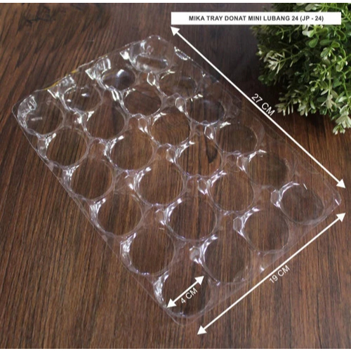 Mika tray alas tatakan plastik donat mini 24 lubang isi 25pcs per pack 24 lubang 24 lobang donat kec