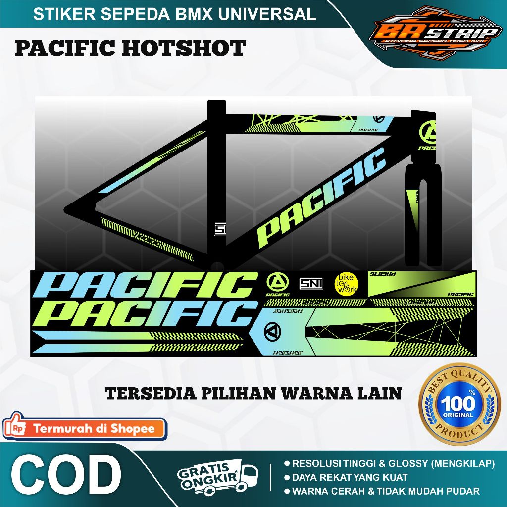 NEW stiker striping sepeda pacific BMX 18 20 decal glossy lentur anti air