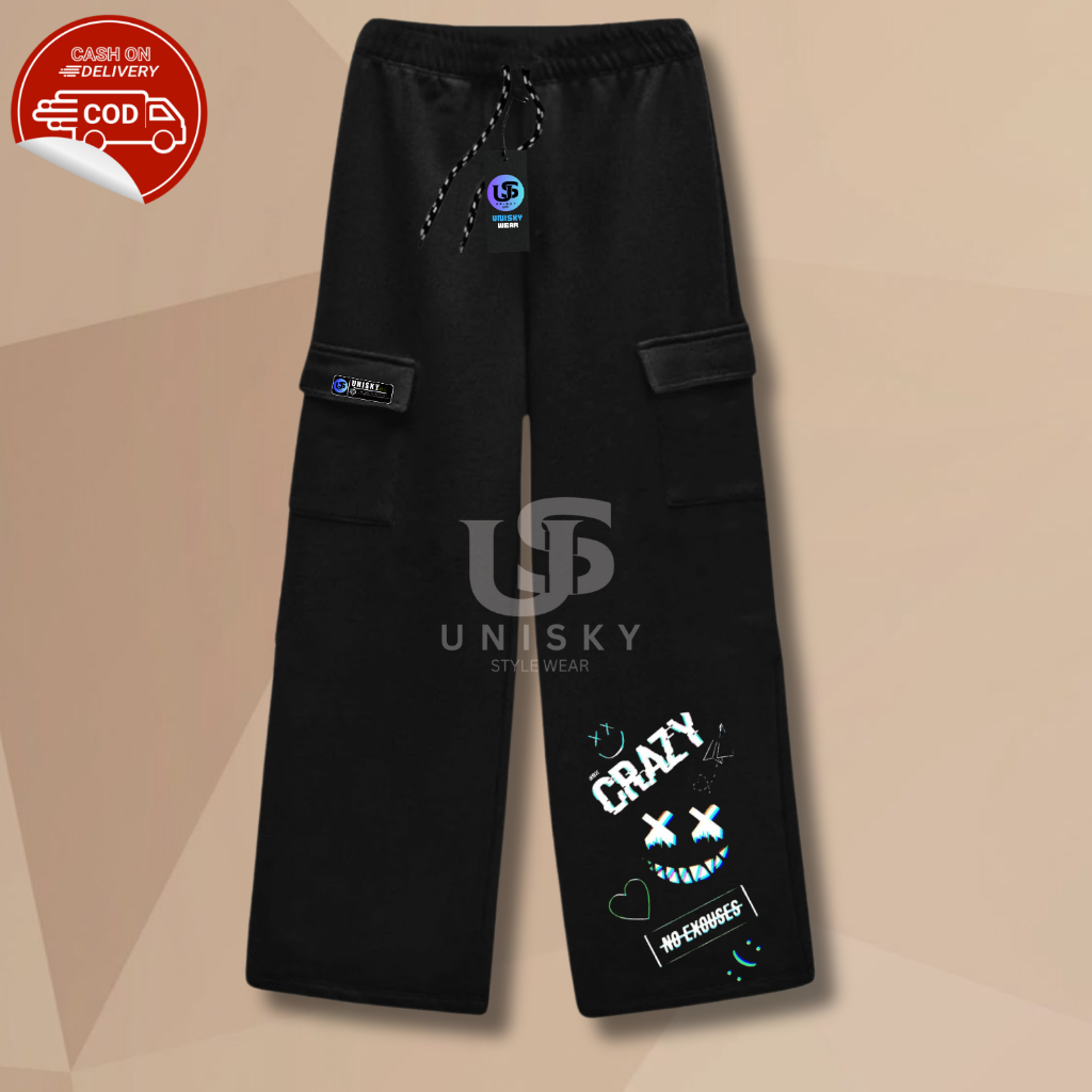 Celana panjang Cargo Bahan Fleece | Celana Panjang | Celana Cargo | Celana Pria Wanita | Celana Sant