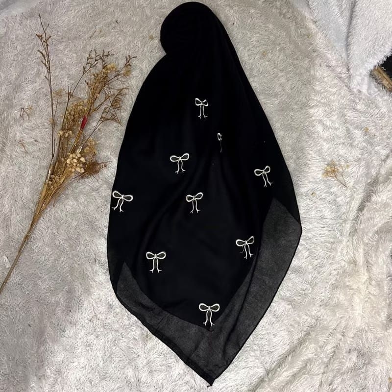 RJ3 Segi Empat Paris Pita Coqueette/ Segi Empat paris Jadul Bordir/ Segi Empat Bordir Ribbon