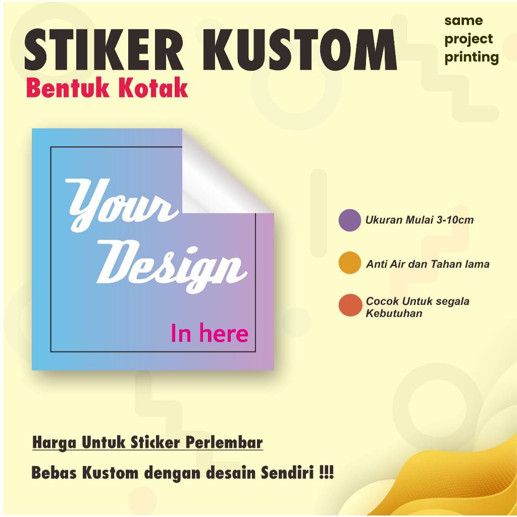 Cetak Stiker Kotak Kustom / Stikcker Label / Sticker Logo Usaha/ Stiker Label Makanan Bahan Glossy P