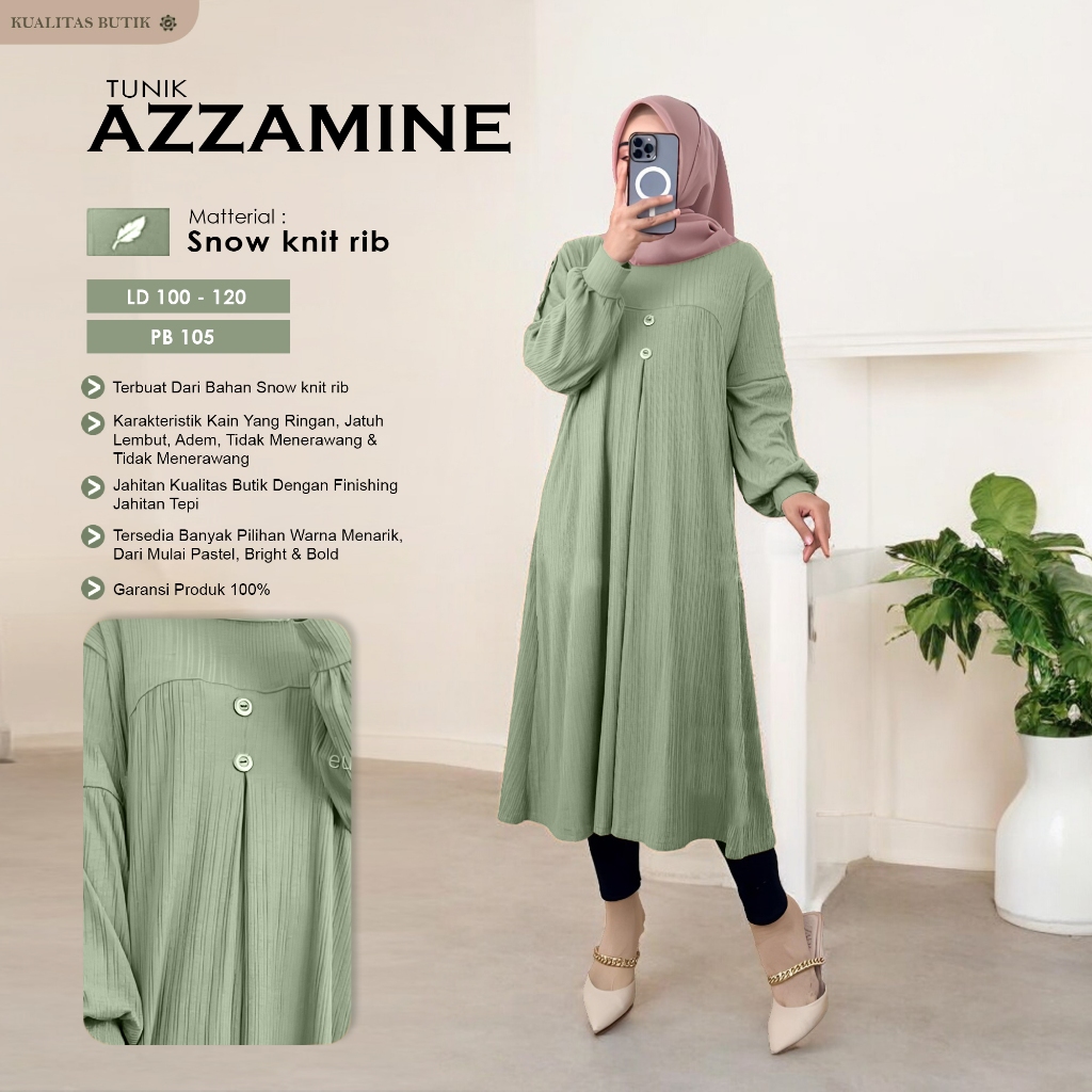 Azzamine..Tunik Snow Rib Knit AZZAMINE Dress Tunik Snow rib Knit Import Terbaru