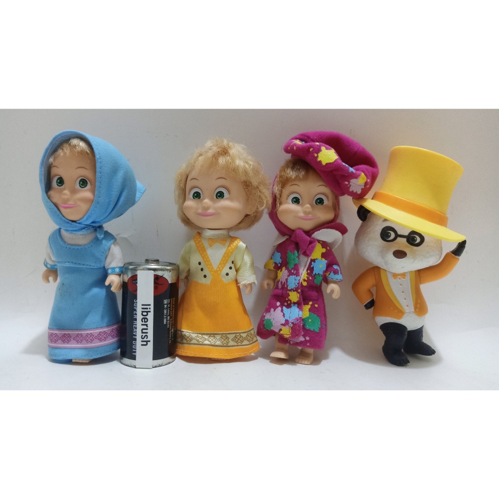 Set Simba masha and the bear masha animal friends action figure doll barbie boneka , masha and the b