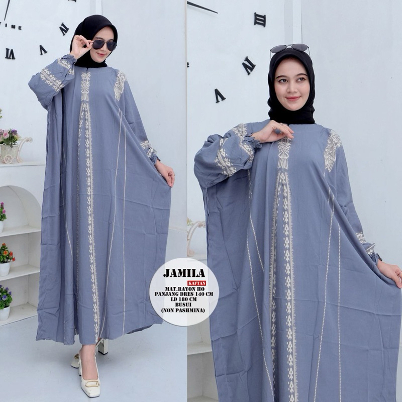 kaftan rayon motif jamila/kaftan rayon premium/kaftan kekinian/kaftan jamila busui