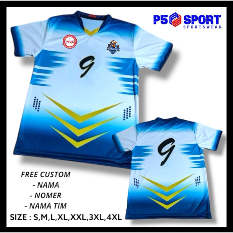 JERSEY VOLI PUTIH BIRU LANGIT