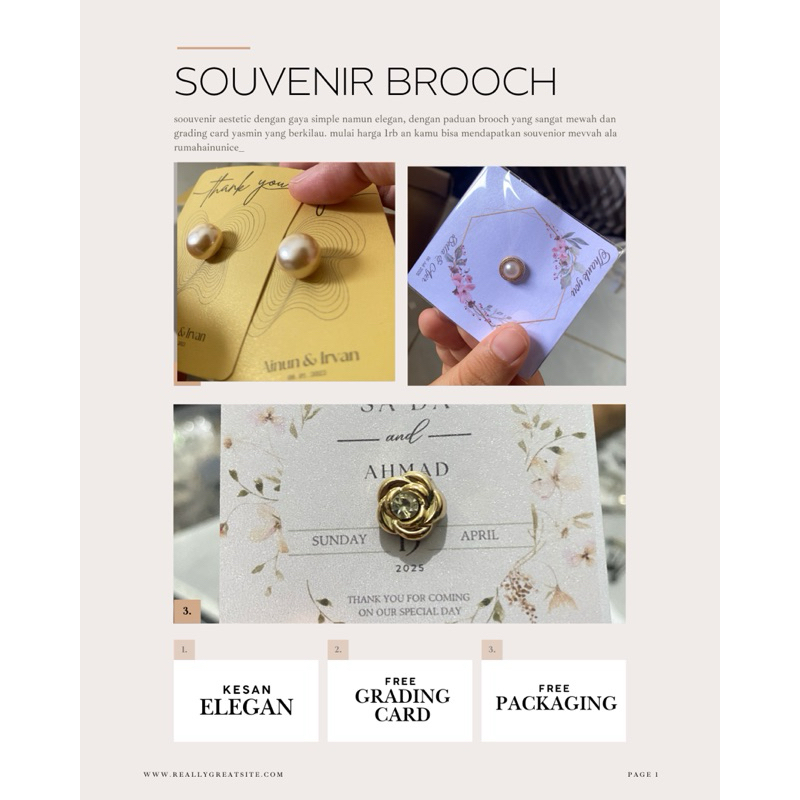 Souvenir Brooch Kegan Elegan/souvenir Murah/Souvenir Mewah/Souvenir Seribuan/Souvenir Elegan/Souveni