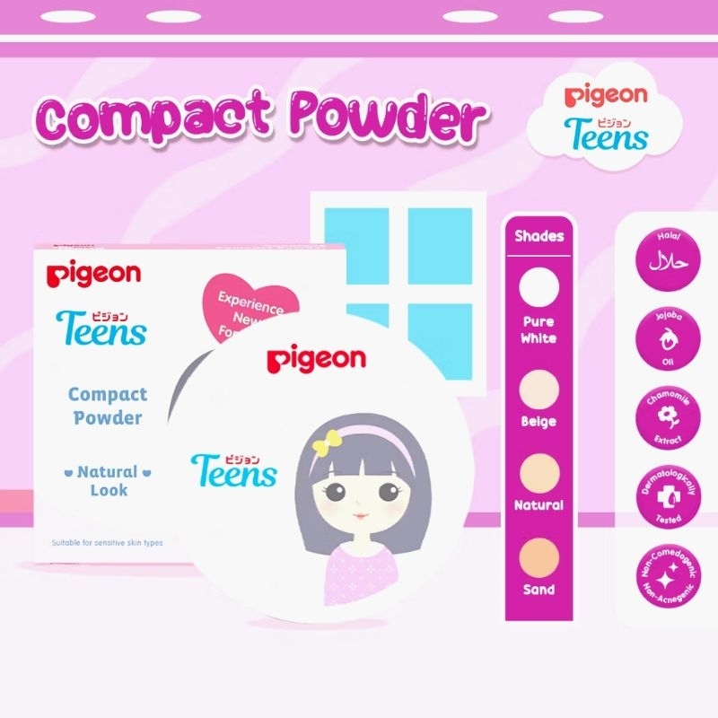 PIGEON teens compact powder | refill natural look - bedak pigeon ping remaja