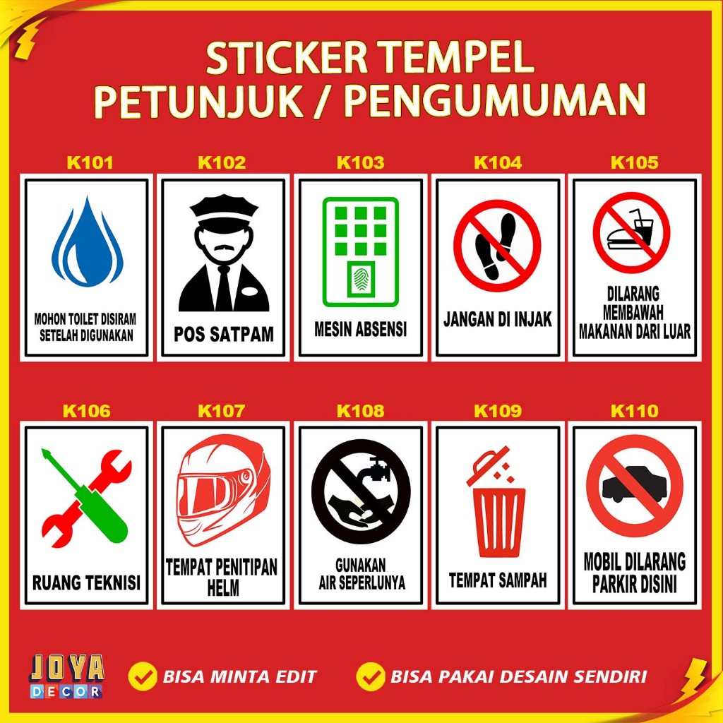 

Sticker Stiker Petunjuk Warning Pengumuman pos satpam jangan di injak ruang teknisi tempat sampah kk101