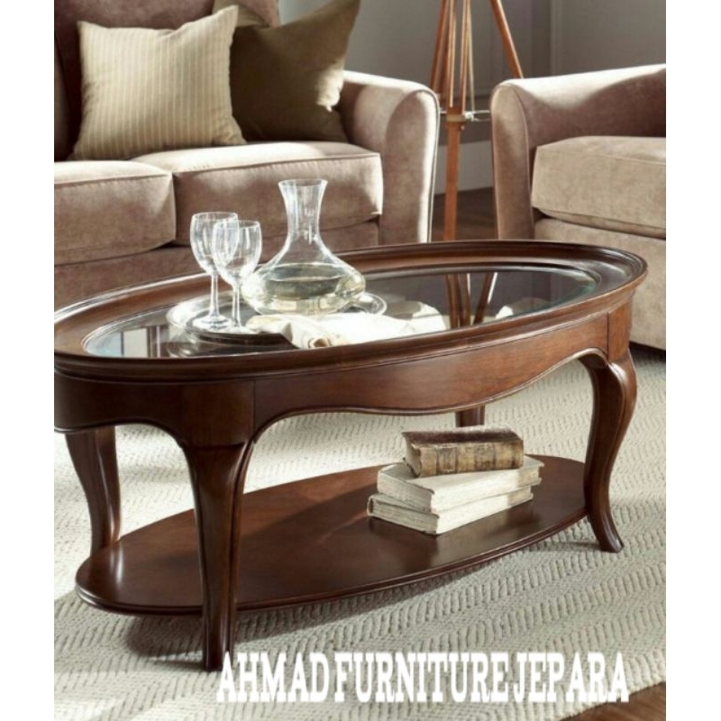 MEJA TAMU MODEL OVAL KACA