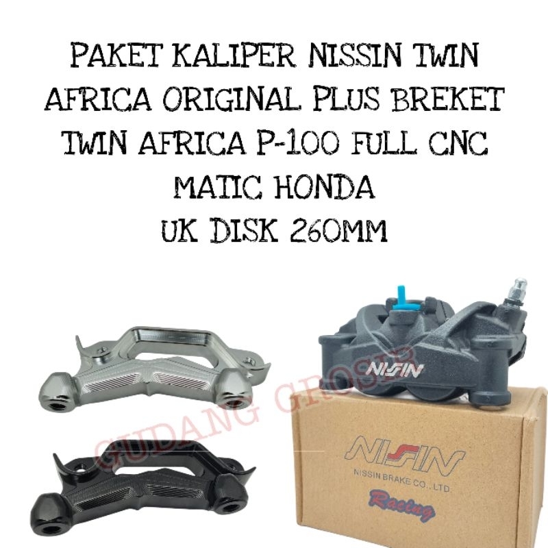 promo Kaliper Nissin Twin Africa+Bracket Vario BeAT PCX Mio Original 260mm pnp