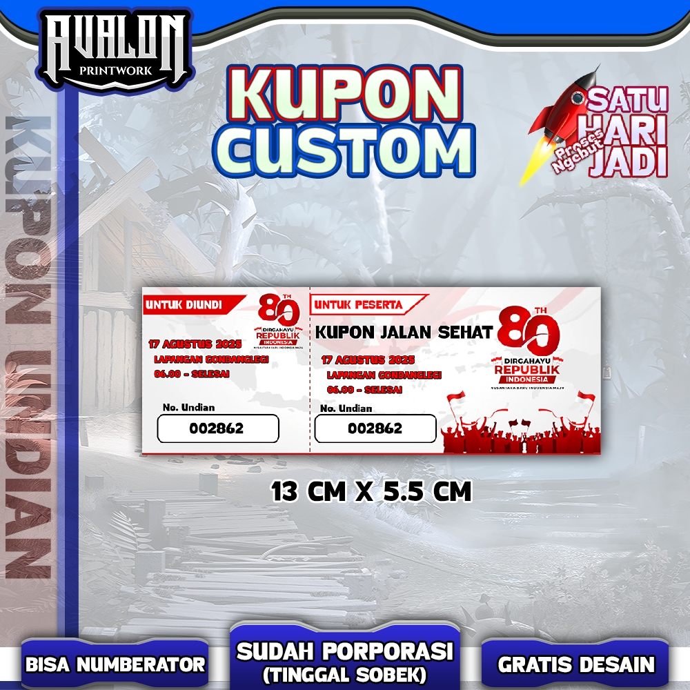 Cetak Kupon Undian Custom / Kupon Jalan Sehat