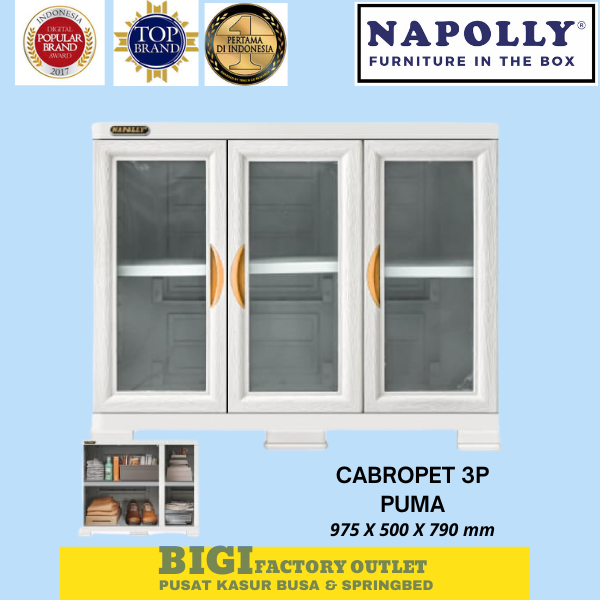 MEJA TV PLASTIK - BUFFET TV - LEMARI PLASTIK NAPOLLY CABROPET 3 PINTU