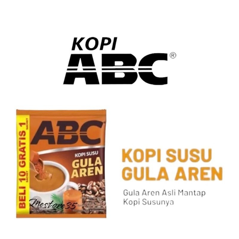 

ABC Kopi Susu Gula Aren (1 RENTENG) PROMO 1 renteng isi 10 pcs + GRATIS 5 pcs = 15 pcs, 1 dus isi 12 renteng
