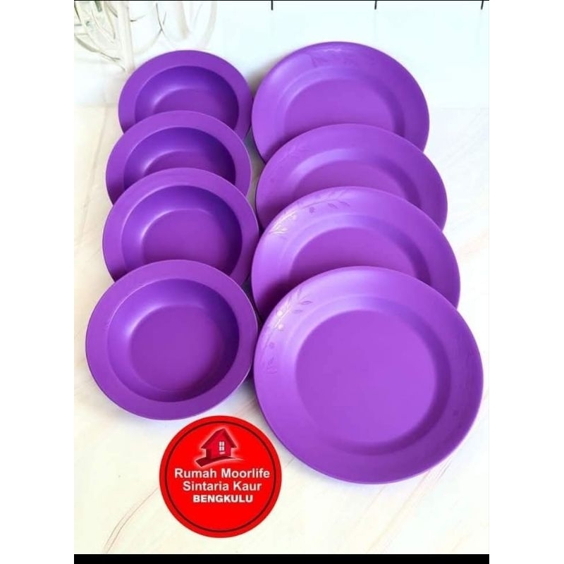Moorlife piastra piring bulat set isi 8