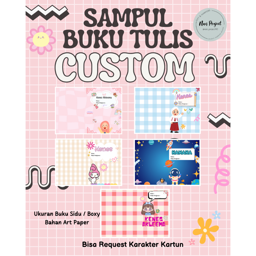 

Sampul Buku Satu Lembar Custom Nama untuk Sekolah Tk Sd/Minimal Beli 5Pcs