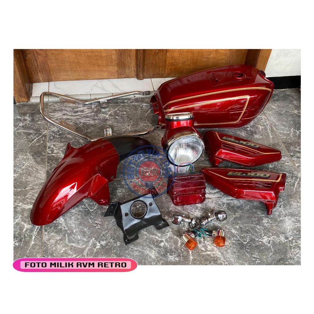 Paket Body Honda GL100 Satu Set Komplit paket full GL100 Warna Merah Maroon Terlaris