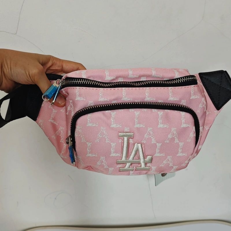 Waist Bag MLB LA Logo Monogram Original Warna Pink