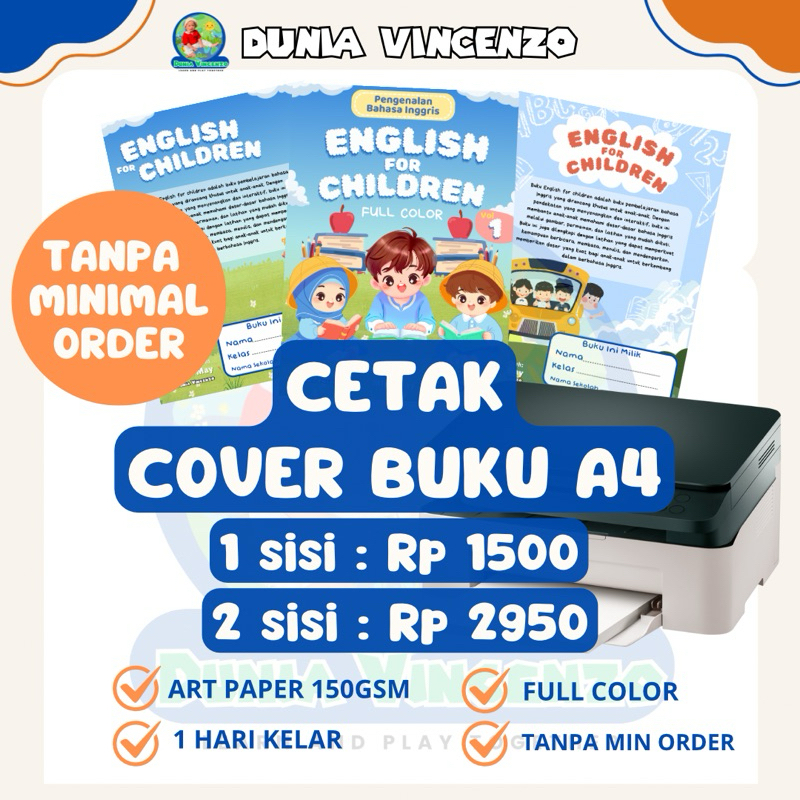

PRINT COVER BUKU A4 1HARI JADI TANPA MINIMAL ORDER / PRINT ART PAPER 150gms A4 / PRINT BOOKLET A4