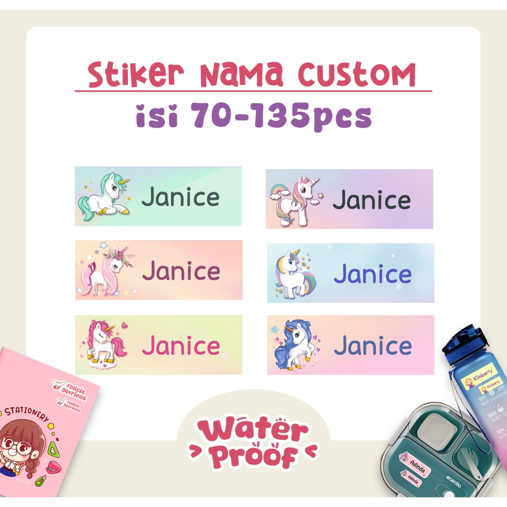 Stiker Nama Anak Perempuan WATERPROOF bukan untuk kain