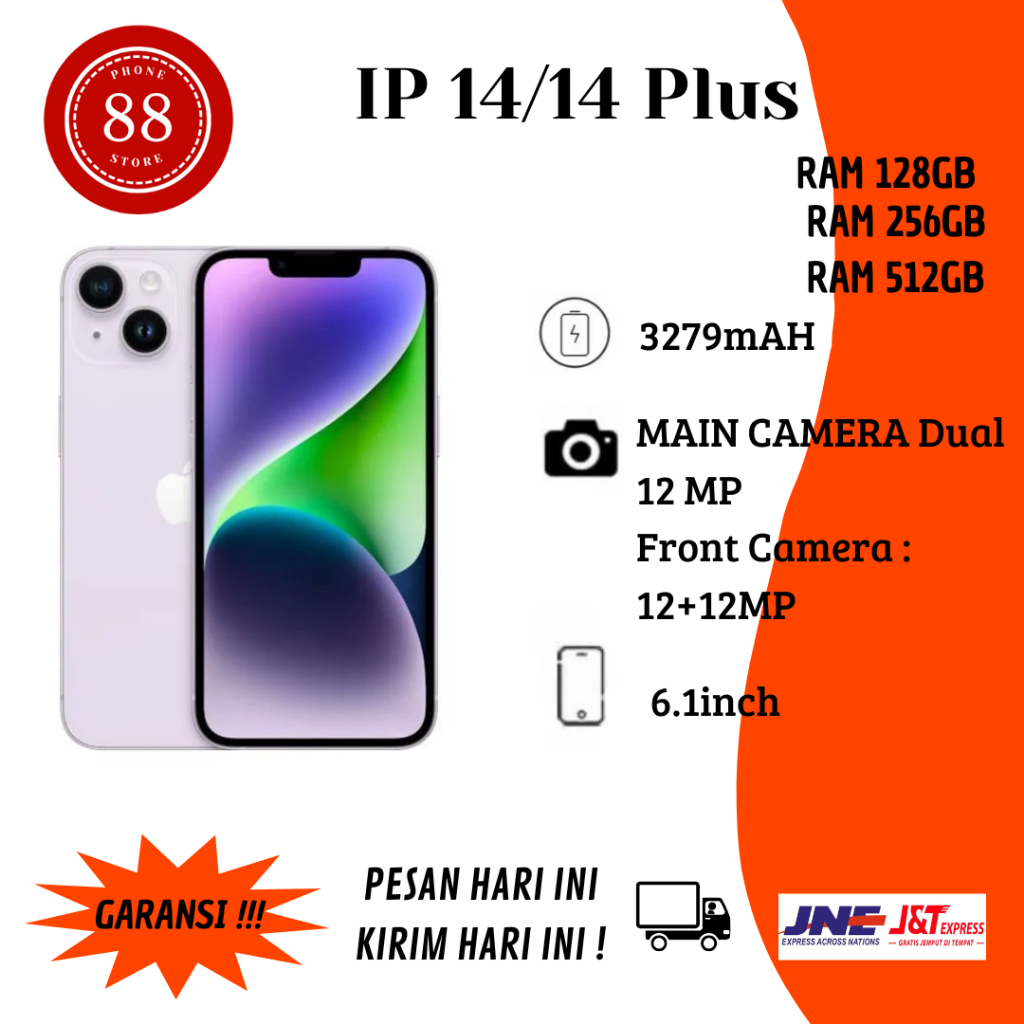 IPHONE 14 / 14 Plus 256GB/128GB SECOND ORI BERGARANSI