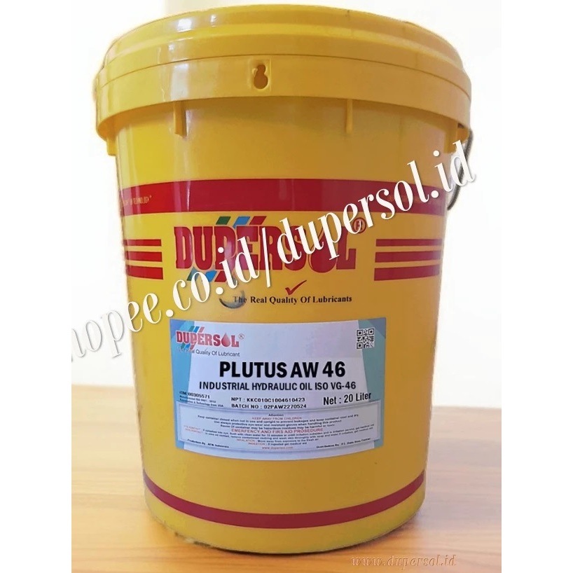 DUPERSOL PLUTUS AW 46 / Oli Hidrolik Iso VG 46  pelumas hidrolik, oli hidrolik ( PAIL ISI 20 LITER