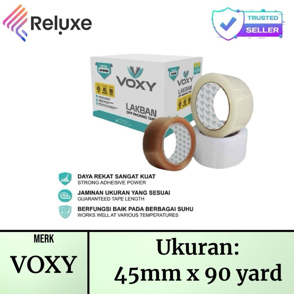 

VOXY Lakban Isolasi Bening / Coklat Ukuran 45 mm x 90 Yard [@1PCS]