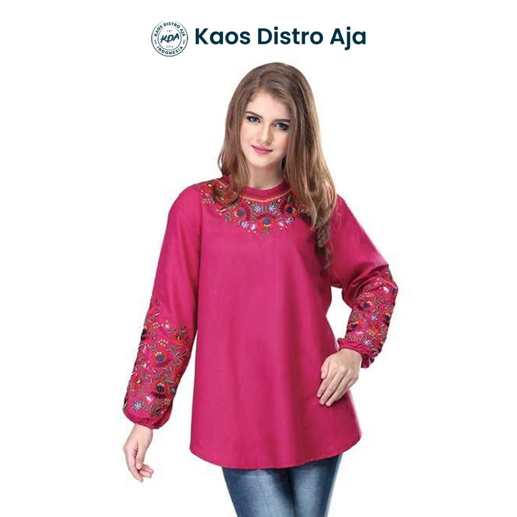 KDA - Baju Tunik Katun Wanita Casual Inficlo SRS564 Pink (Kaos Distro Aja)