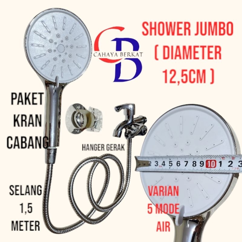 Paket Shower Jumbo Chrome + Kran Cabang Promo Termurah
