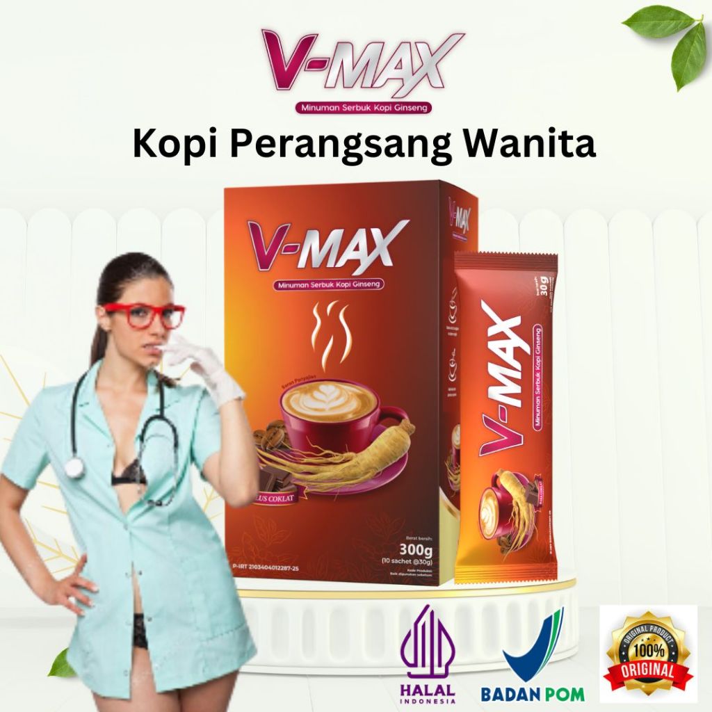 

V-MAX Coffee Minuman Serbuk Kopi Ginseng Rasa Cokelat Untuk Wanita BPOM & HALLAL