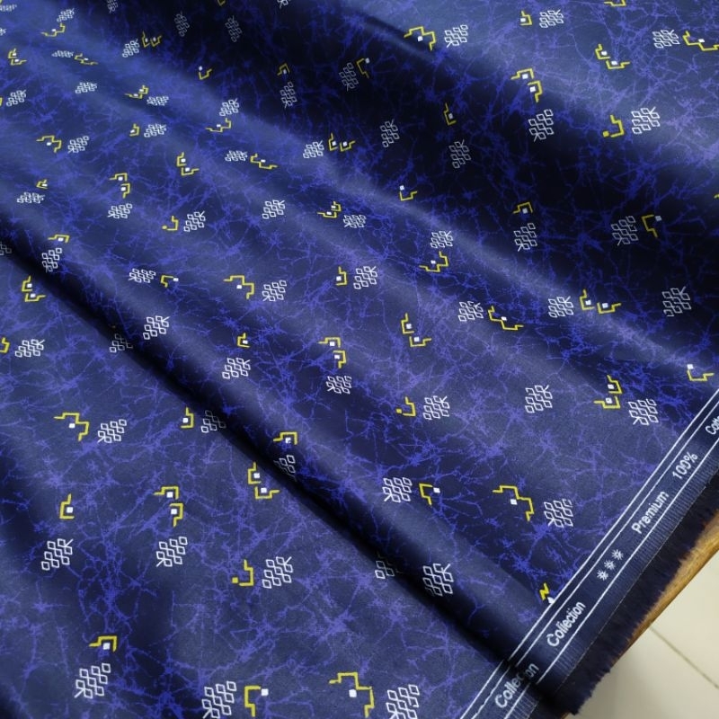 TERBARU Kain Motif Warna Biru Gold Hijau dan Hitam / Kain Katun Italy Motif per 25 cm