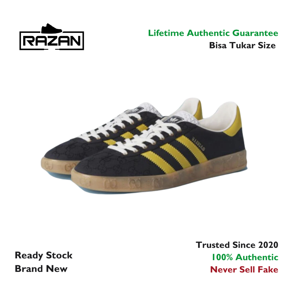 Adidas Gazelle x Gucci Black GG Monogram 100% Authentic Original