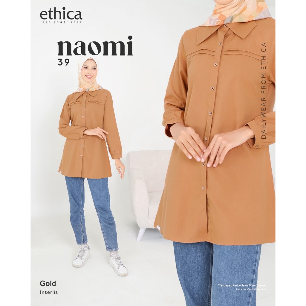 Tunik ETHICA NAOMI 39 GOLD | Tunik Katun Muslimah ORI ETHICA | COD