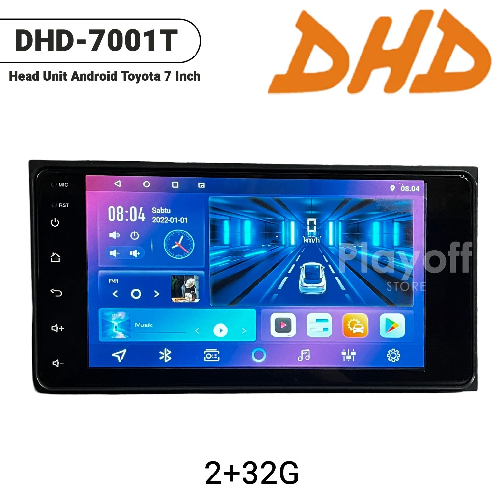 Head Unit ANDROID 7 Inch (Plug and Play Ukuran dan Socket TOYOTA) Double Din Tape Mobil Android DHD-