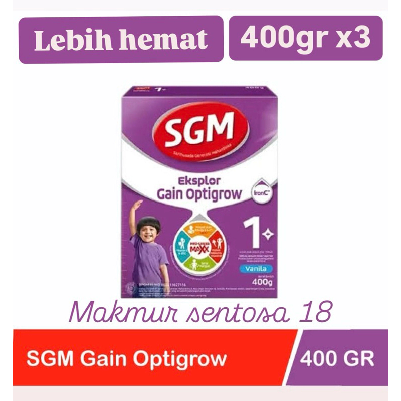 

Paket 3 box Sgm Gain Optigrow Vanilla 1+ 400gr