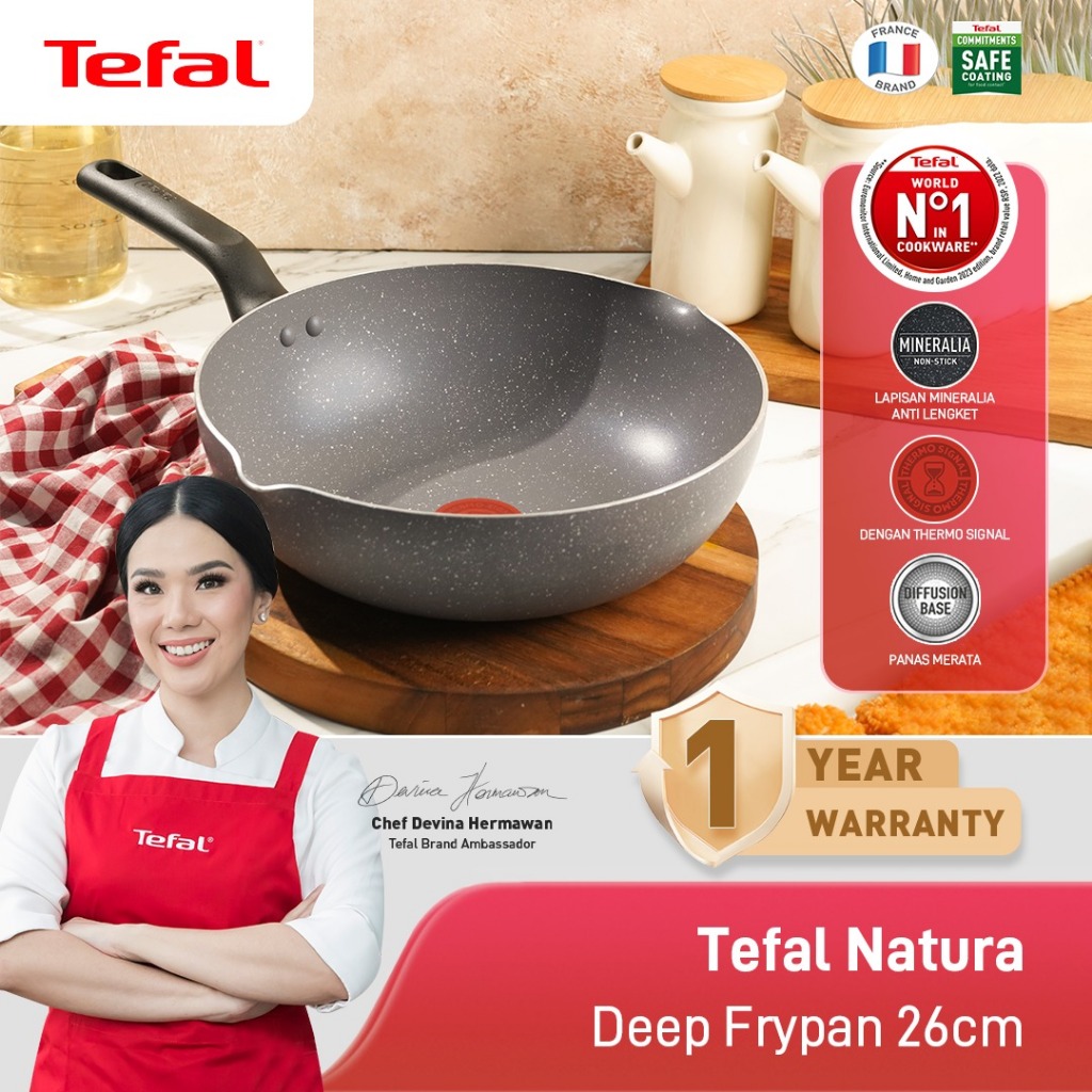 Tefal Natura Deep Frypan Series 24 / 26 / 28 CM - Wajan Anti Lengket / Penggorengan Garansi 1 Tahun