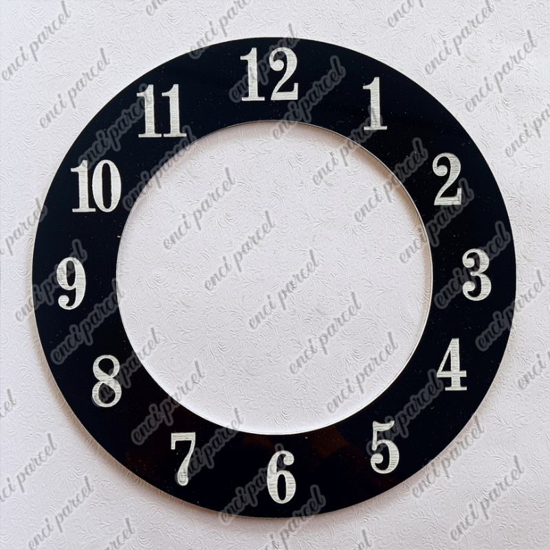 background jam lingkaran grafir bulat angka dekorasi hiasan mahar bahan akrilik gold silver Hitam Pu