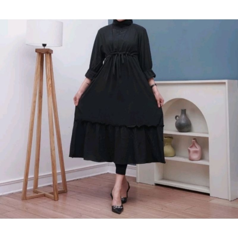 midi dres crinkle airflow premium kekinian terbaru all size