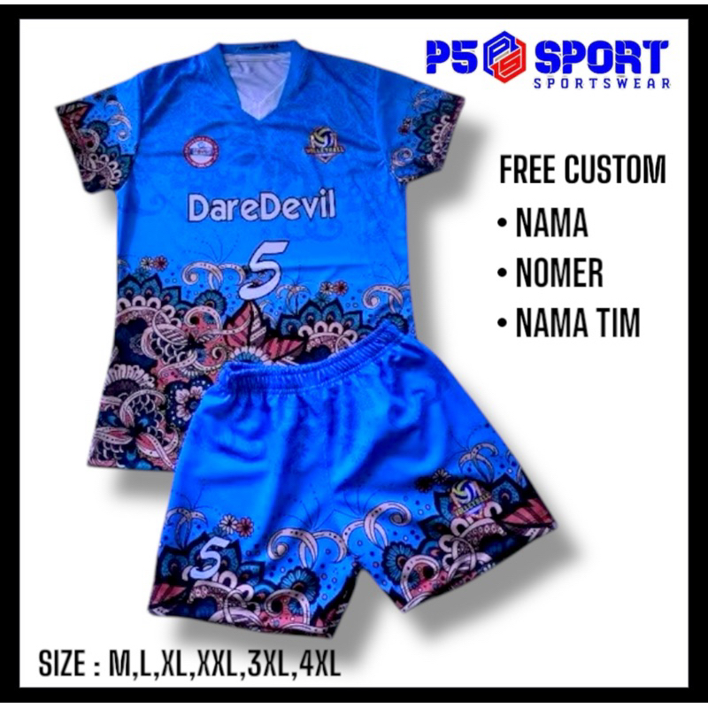 JERSEY VOLI WANITA DEKOR BIRU LANGIT