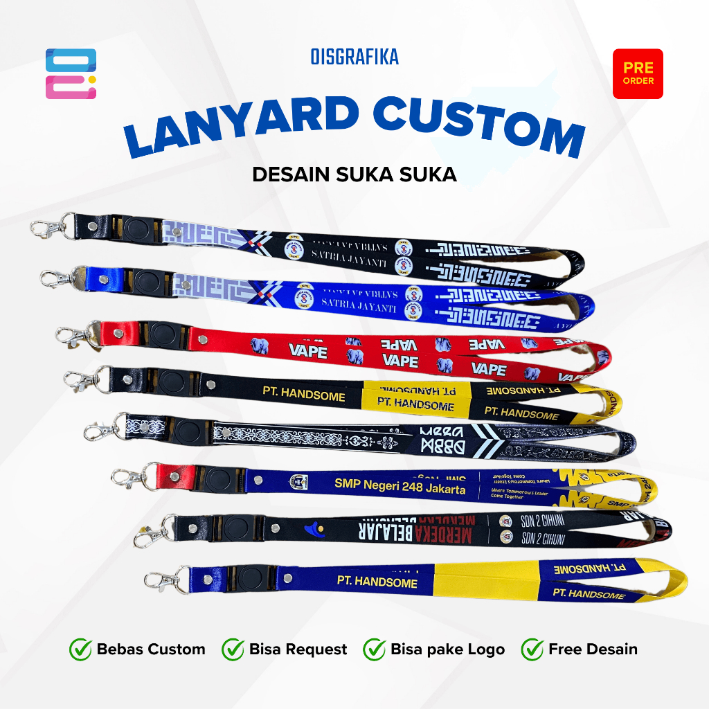 

Lanyard Custom Tali ID Card Full Color 2 Sisi | Bisa Nama & Logo | Desain Bebas | 1an Bisa!