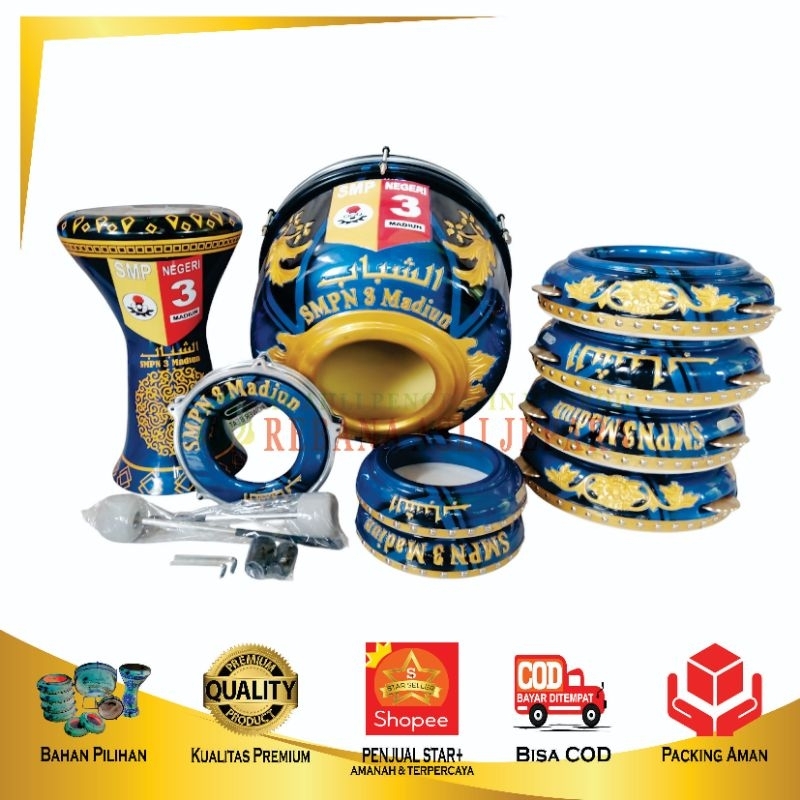 REBANA HADROH FULLSET JEPARA, DARBUKA 9 INCH, KUALITAS TERBAIK