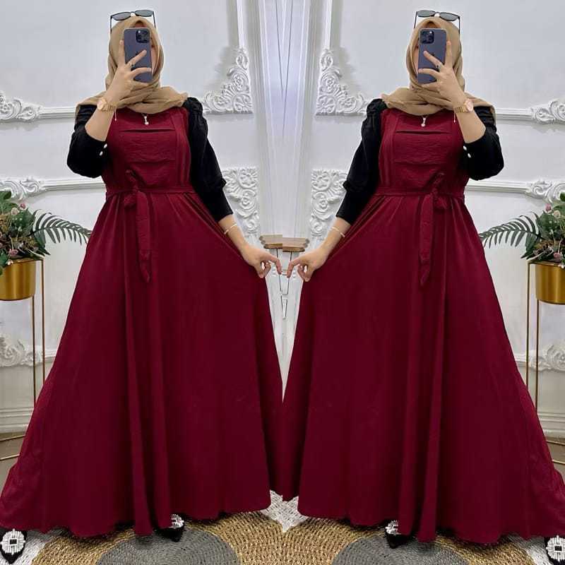 GAMIS TERBARU 2026 ADERA DRESS CRINKLE AIRFLOW KOMBINASI FASHION MUSLIM DRESS SIZE M-L-XL WARNA 9